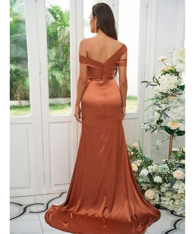 Bridesmaid Dresses with Slit Long Prom Dress Satin Formal Dresses for Women Evening Party Off Shoulder Prom Dresses Royal Blu...