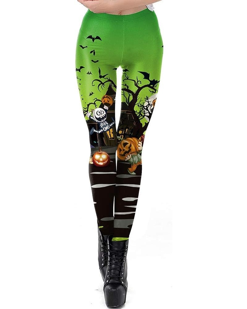 Women's Halloween Pumpkin Skulls Printed Ankle Elastic Tights Legging Halloween S-halloween-2 $10.29 Leggings