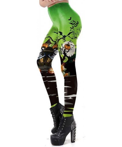 Women's Halloween Pumpkin Skulls Printed Ankle Elastic Tights Legging Halloween S-halloween-2 $10.29 Leggings