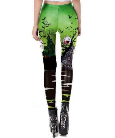 Women's Halloween Pumpkin Skulls Printed Ankle Elastic Tights Legging Halloween S-halloween-2 $10.29 Leggings