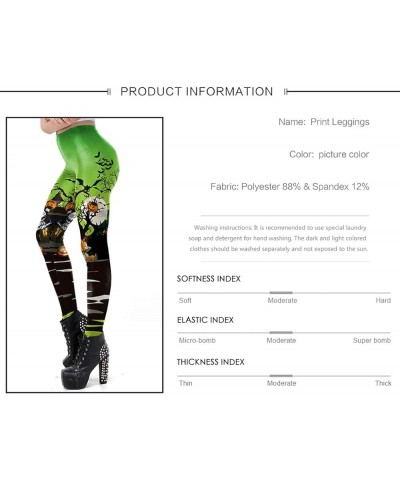 Women's Halloween Pumpkin Skulls Printed Ankle Elastic Tights Legging Halloween S-halloween-2 $10.29 Leggings