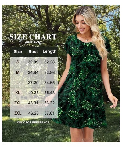 Womens Summer Dresses 2023 Ruffle Short Sleeve Casual Beach Tshirt Dress Round Neck Loose Swing Sundress with Pockets B5-gree...