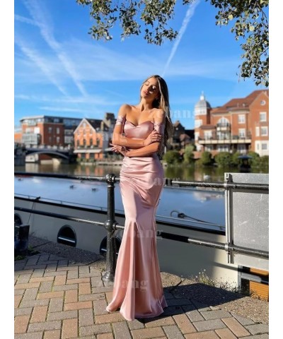 Women's Formal Dresses Off Shoulder Long Mermaid Prom Dress V-Neck Strapless Satin Gowns and Evening Dresses Champagne $28.16...