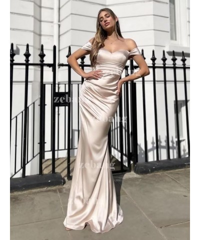 Women's Formal Dresses Off Shoulder Long Mermaid Prom Dress V-Neck Strapless Satin Gowns and Evening Dresses Champagne $28.16...