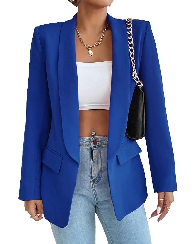 Womens Casual Blazers Open Front Long Sleeve Blazer Work Office Pockets Jackets Blue $10.55 Blazers