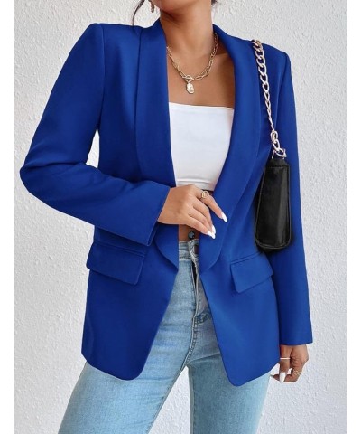 Womens Casual Blazers Open Front Long Sleeve Blazer Work Office Pockets Jackets Blue $10.55 Blazers