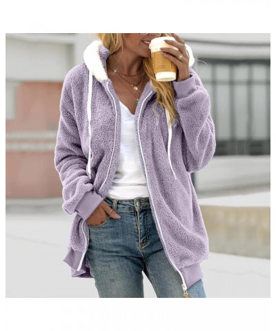 Womens Plus Size Fuzzy Fleece Parka Warm Winter Thicken Down Coat Long Sleeve Pocket Zipper Hooded Jacket Outerwear 01 Purple...