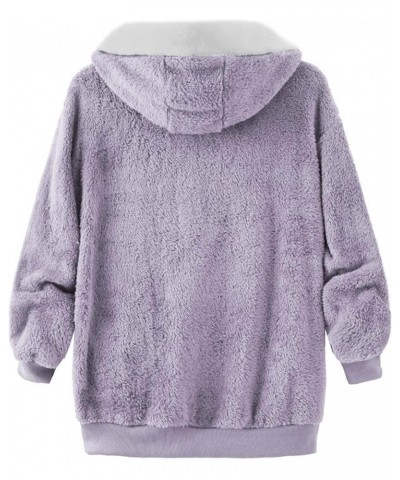 Womens Plus Size Fuzzy Fleece Parka Warm Winter Thicken Down Coat Long Sleeve Pocket Zipper Hooded Jacket Outerwear 01 Purple...