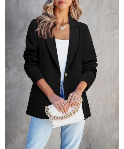 Womens Long Sleeve Casual Blazers Open Front Lapel Button Work Office Blazer Jackets 3-black $17.22 Blazers