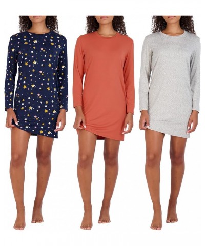 3 Pack: Women's Nightshirt Long Sleeve Ultra-Soft Print Nightgown Sleep Dress (Available In Plus Size) Standard Set 1 $20.50 ...