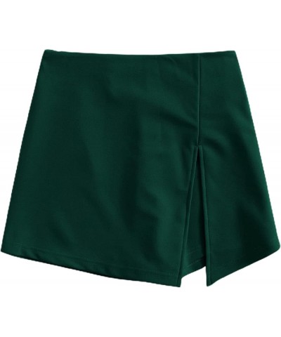 Women's Plus Size Asymmetrical Skorts High Waisted Skirts Shorts Forest Green $12.68 Skorts