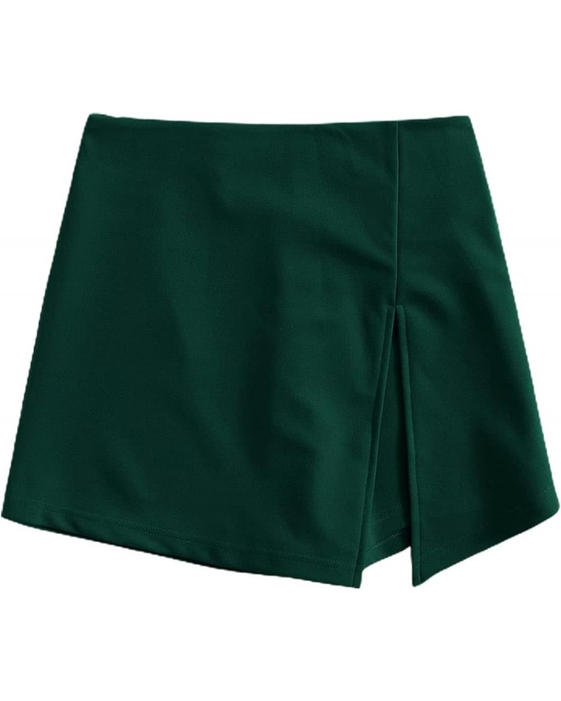 Women's Plus Size Asymmetrical Skorts High Waisted Skirts Shorts Forest Green $12.68 Skorts