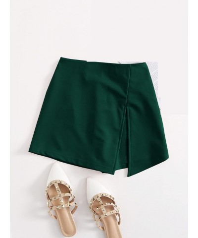 Women's Plus Size Asymmetrical Skorts High Waisted Skirts Shorts Forest Green $12.68 Skorts