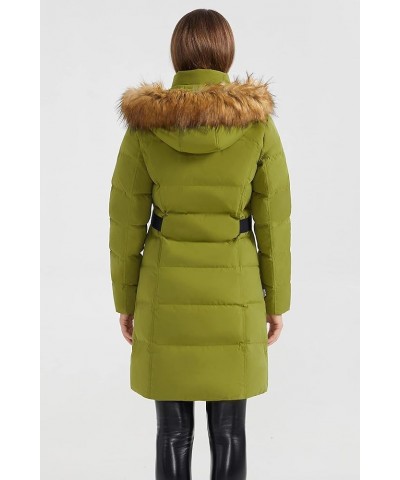 Women's Puffer Down Coat Winter Warm Jacket with Faux Fur Trim Hood Fruit Green $64.80 Jackets