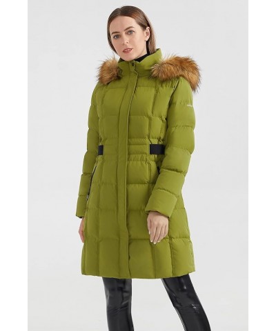 Women's Puffer Down Coat Winter Warm Jacket with Faux Fur Trim Hood Fruit Green $64.80 Jackets