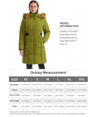 Women's Puffer Down Coat Winter Warm Jacket with Faux Fur Trim Hood Fruit Green $64.80 Jackets