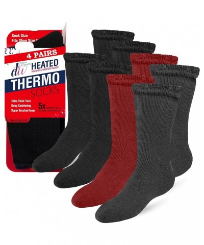 Thermal Socks For Men Women 4/6 Pairs Thick Heated Warm Winter Boot Socks - Insulated Extreme Cold Weathers Red Assorted 4 Pa...
