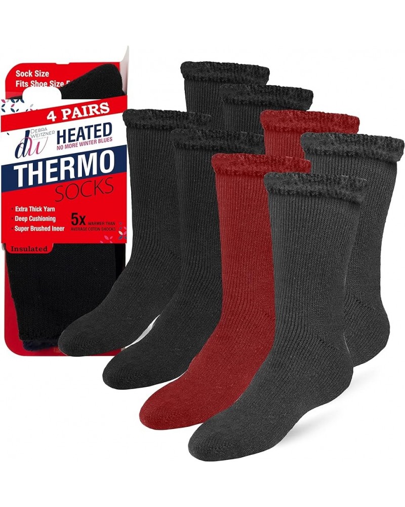 Thermal Socks For Men Women 4/6 Pairs Thick Heated Warm Winter Boot Socks - Insulated Extreme Cold Weathers Red Assorted 4 Pa...