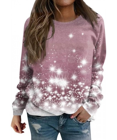 Christmas Shirts for Women Crewneck Sweatshirt Long Sleeve Pullover Sweater Graphic Tees Casual Fall Clothes Blouse B036-pink...