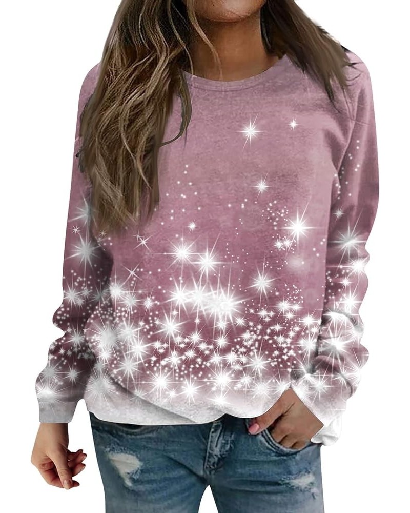 Christmas Shirts for Women Crewneck Sweatshirt Long Sleeve Pullover Sweater Graphic Tees Casual Fall Clothes Blouse B036-pink...