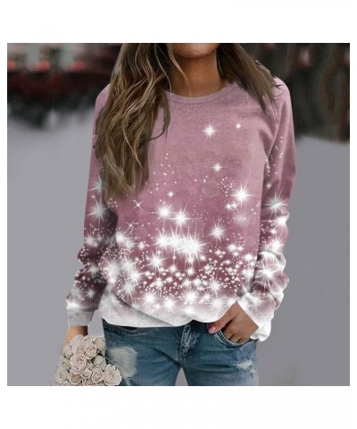 Christmas Shirts for Women Crewneck Sweatshirt Long Sleeve Pullover Sweater Graphic Tees Casual Fall Clothes Blouse B036-pink...