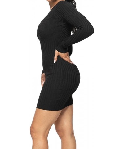 Sexy Sweater Dress for Women Ribbed Long Sleeve Maxi Knit Stretchy Pullover Dresses A Black $11.81 Sweaters