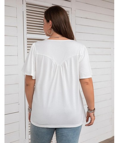 Women's Business Casual Shirt Dressy Work Blouses V Neck Top Short Sleeve Summer Blouses Women White086 $8.25 Blouses