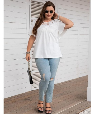 Women's Business Casual Shirt Dressy Work Blouses V Neck Top Short Sleeve Summer Blouses Women White086 $8.25 Blouses