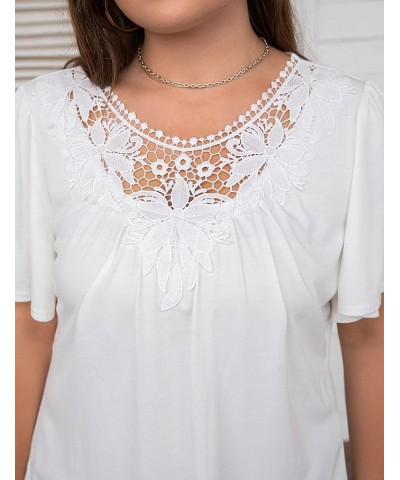 Women's Business Casual Shirt Dressy Work Blouses V Neck Top Short Sleeve Summer Blouses Women White086 $8.25 Blouses