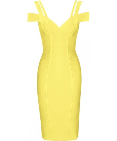 Women's Rayon Sexy V Neck Bodycon Clubwear Party Bandage Dress Yellow(ployester) $27.26 Dresses