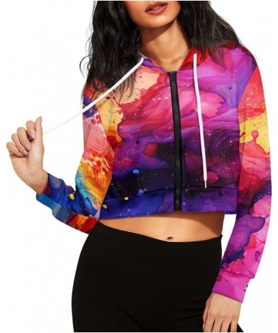 Women's Long Sleeve Shirt Pullover Crop Tops, Soft Loose Casual Crewneck Hoodies Sweatshirt for Ladies Girls Coloful Clouds $...