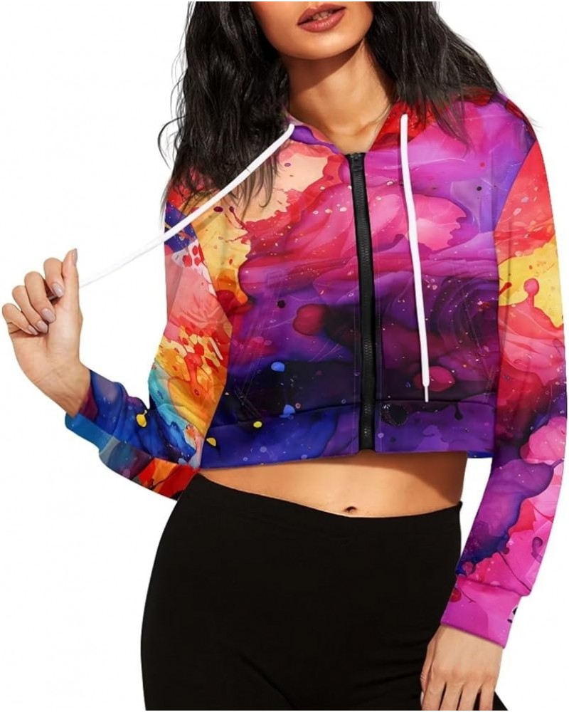 Women's Long Sleeve Shirt Pullover Crop Tops, Soft Loose Casual Crewneck Hoodies Sweatshirt for Ladies Girls Coloful Clouds $...