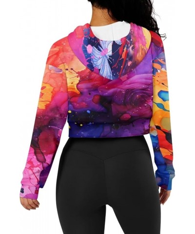 Women's Long Sleeve Shirt Pullover Crop Tops, Soft Loose Casual Crewneck Hoodies Sweatshirt for Ladies Girls Coloful Clouds $...