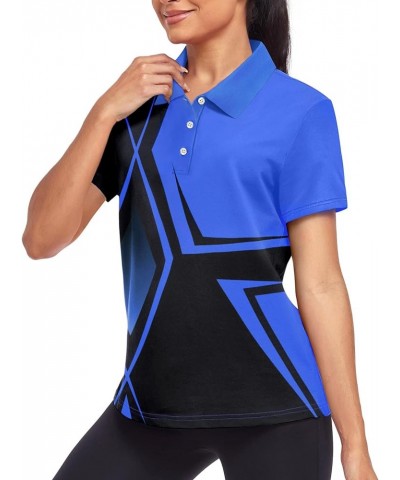 Women's Golf Polo T Shirts Short Sleeve Collared Lightweight Moisture Wicking Tennis Athletic Print T-Shirts Square Blue $17....