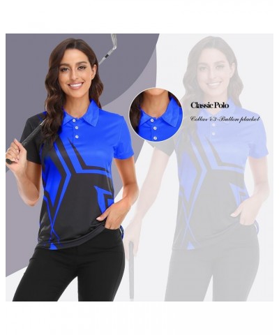 Women's Golf Polo T Shirts Short Sleeve Collared Lightweight Moisture Wicking Tennis Athletic Print T-Shirts Square Blue $17....