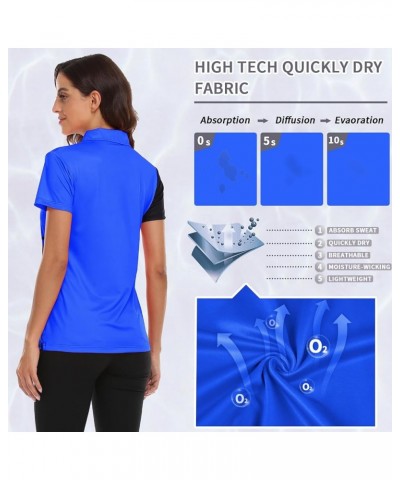 Women's Golf Polo T Shirts Short Sleeve Collared Lightweight Moisture Wicking Tennis Athletic Print T-Shirts Square Blue $17....