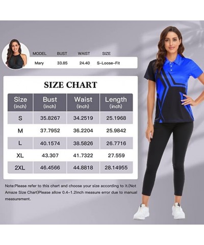 Women's Golf Polo T Shirts Short Sleeve Collared Lightweight Moisture Wicking Tennis Athletic Print T-Shirts Square Blue $17....