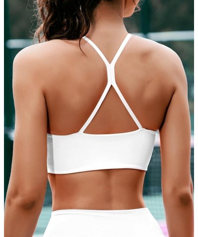 Strappy Sports Bras for Women Twist Padded Workout Crop Tops Open Back Yoga Gym Bra Low Impact Athletic Tank White Open Back ...