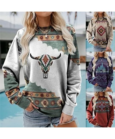 Aztec Printed Hoodie Women Long Sleeve Crewneck Pullovers Women Unique Aztec Tribal Woment Work Travel Hoodies Aztec Dark Red...