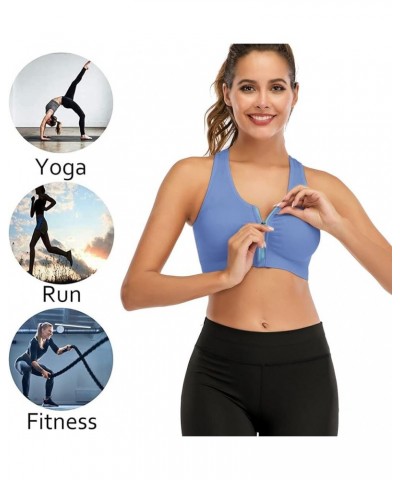 Sports Bras for Women Zip Front Sports Bra Wireless Post-Surgery Bra Removable Cups Yoga Sport Bra 5 Pack(beige+black+white+n...