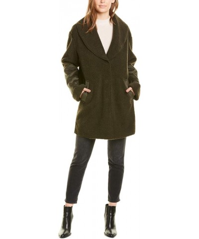 Women's Shawl Collar Faux Shearling Coat with Snap Front Multi-colored $44.02 Coats