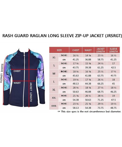 Women UPF 50+ Rash Guard Front Zip Up UV Long Sleeve Swimsuit Top (JZWRGT) Navy With Blue Gold Spot $13.37 Swimsuits