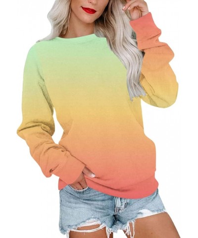 Women's Long Sleeve Comfy Sweatshirts Gradient Graphic Pullover Tops Crew Neck Loose Fit Trendy Sweatshirt 08 Yellow $9.09 Ho...
