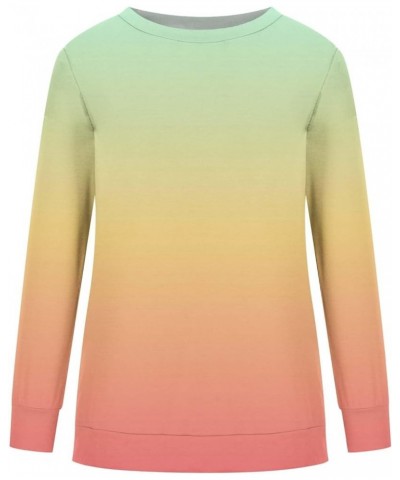 Women's Long Sleeve Comfy Sweatshirts Gradient Graphic Pullover Tops Crew Neck Loose Fit Trendy Sweatshirt 08 Yellow $9.09 Ho...