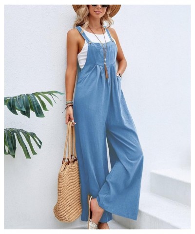 Women's 2023 Summer Solid Color Casual Overalls Dressy Sleeveless Wide Leg Jumpsuits Loose Fit Romper with Pockets (Color : A...