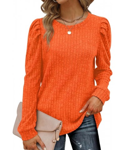 Sweaters for Women Lightweight Crewneck Puff Sleeve Tunic Tops Loose Fit Fashion 2023 H-orange $11.99 Sweaters