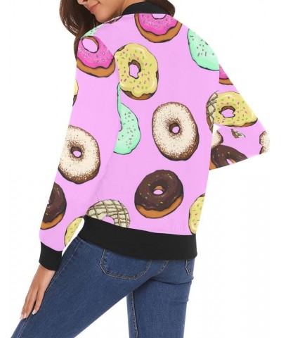 Frosted Donut Women's Bomber Jacket, Casual Jacket Coat Zip Up Outerwear Windbreaker XS Option 3 $27.54 Jackets