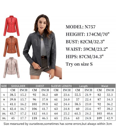 Faux Leather Jacket Women Bomber Jacket Women's Belted Motorcycle Jacket Red $30.77 Coats