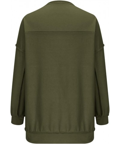 Women’s Trendy Oversized Sweatshirts Half Button Up Long Sleeve Baggy Shirts Loose Fit Solid Casual Pullover Tops 1 Army Gree...