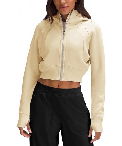 Zip Up Hoodies for Women,Long Sleeve Fleece Lined Casual Cropped Hoodie Sweatshirts with Thumb Hole Hoodie_khaki $14.57 Hoodi...